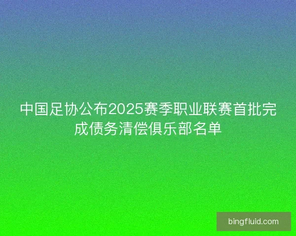 中国足协公布2025赛季职业联赛首批完成债务清偿俱乐部名单